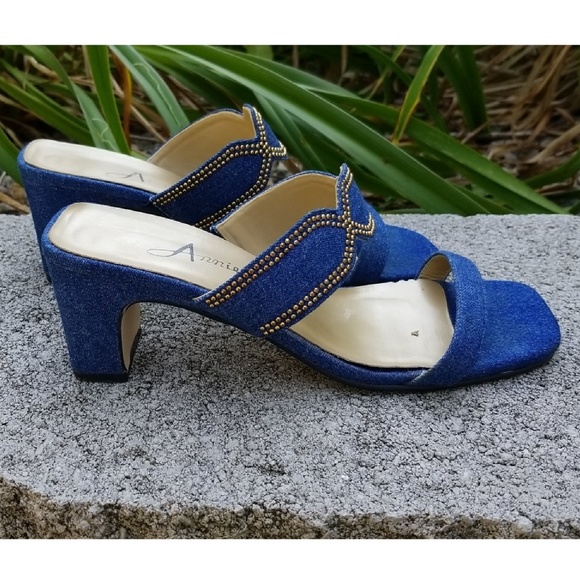 Vintage Denim square toe sandal heels - Picture 2 of 2